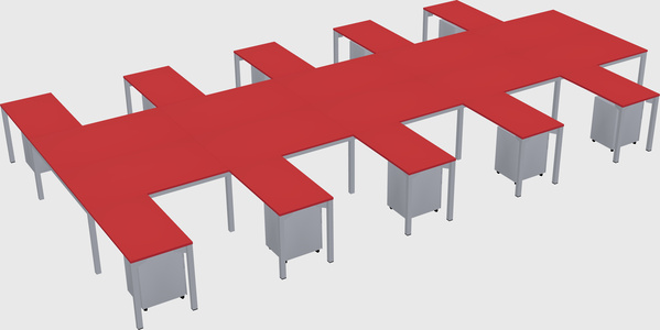 Shared l-shaped desk