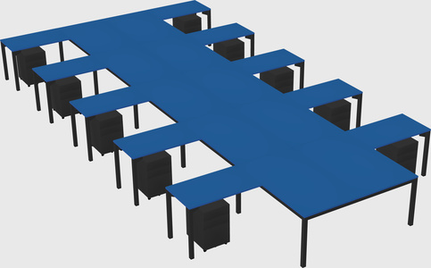 Shared l-shaped desk