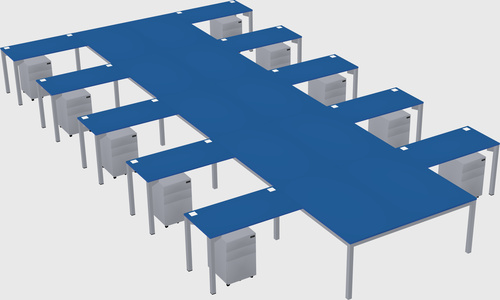 Shared l-shaped desk