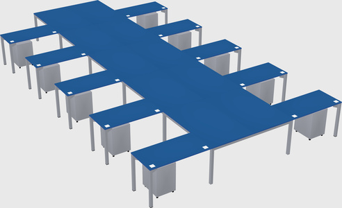 Shared l-shaped desk