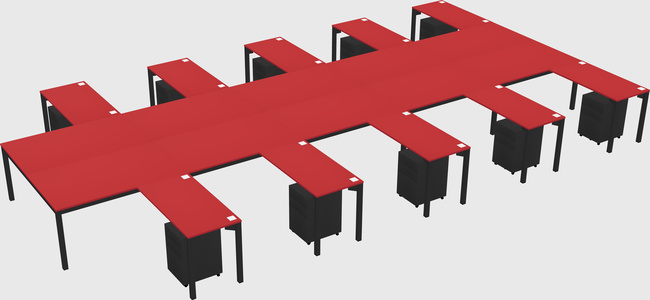 Shared l-shaped desk
