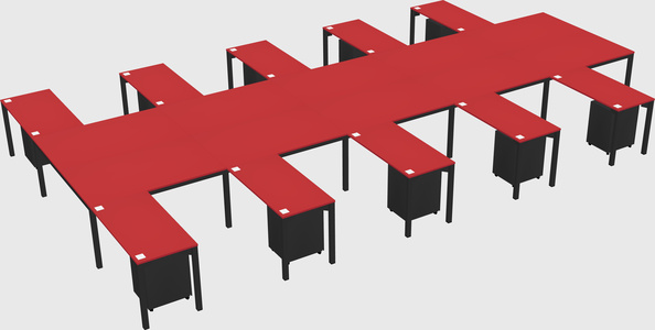 Shared l-shaped desk