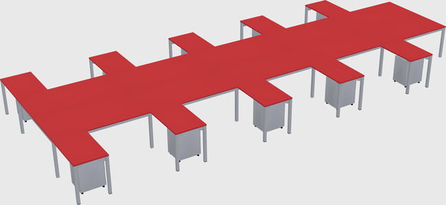 Shared l-shaped desk