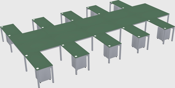Shared l-shaped desk