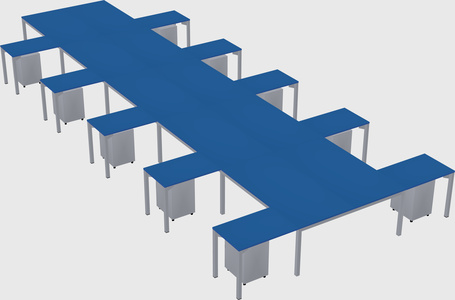 Shared l-shaped desk