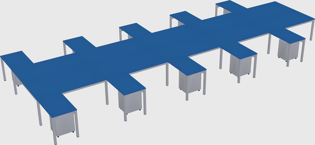 Shared l-shaped desk