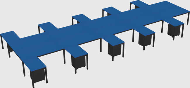 Shared l-shaped desk