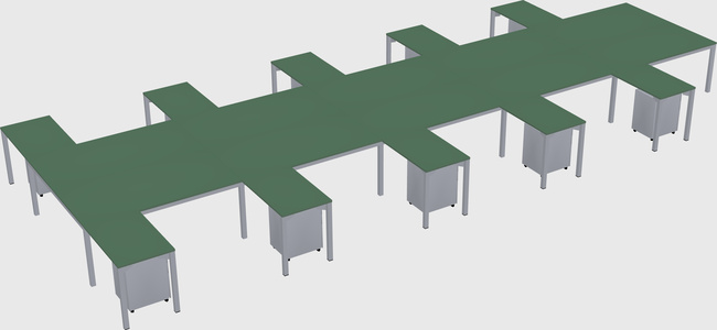 Shared l-shaped desk