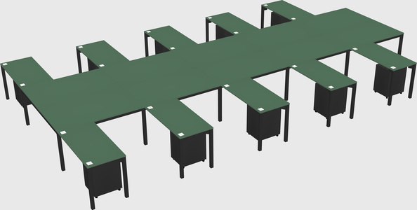 Shared l-shaped desk