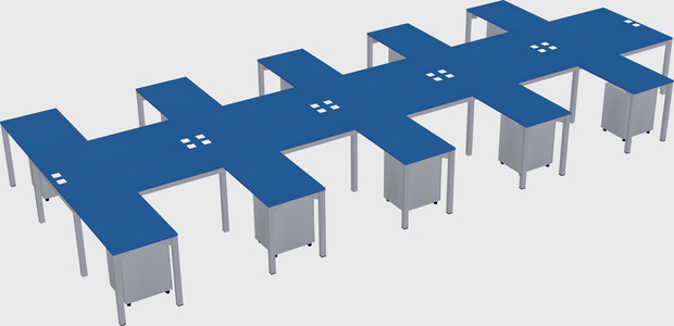 Shared l-shaped desk