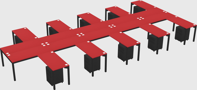 Shared l-shaped desk