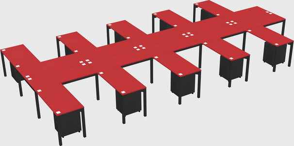 Shared l-shaped desk