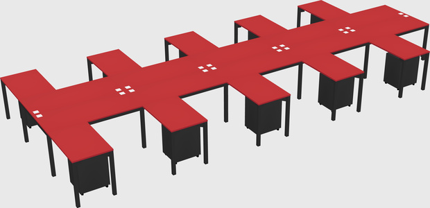 Shared l-shaped desk