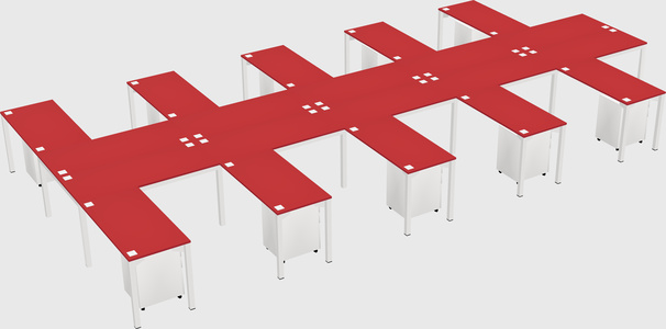 Shared l-shaped desk