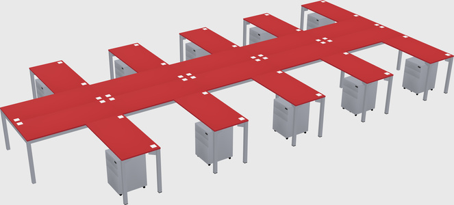 Shared l-shaped desk