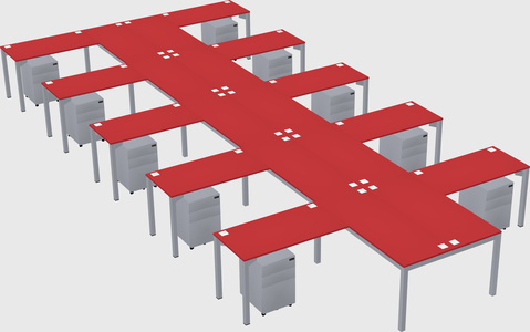 Shared l-shaped desk