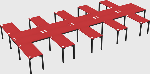 Shared l-shaped desk
