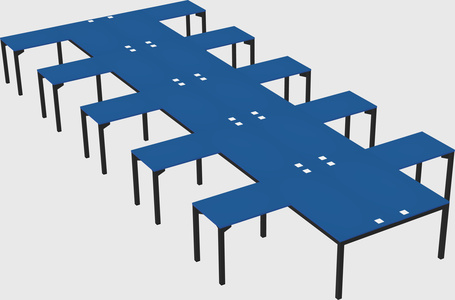 Shared l-shaped desk