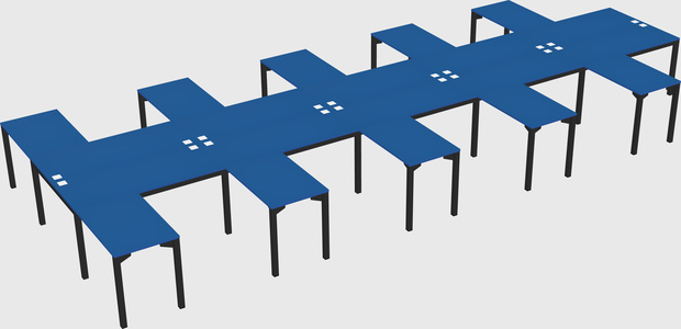 Shared l-shaped desk