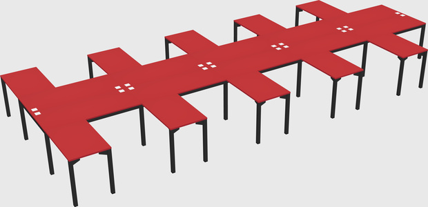Shared l-shaped desk