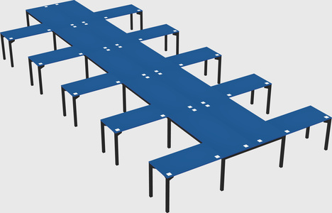 Shared l-shaped desk