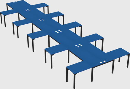 Shared l-shaped desk