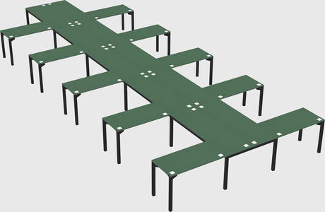 Shared l-shaped desk