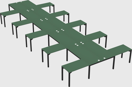 Shared l-shaped desk