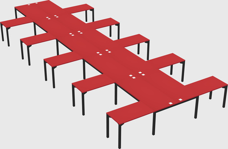 Shared l-shaped desk