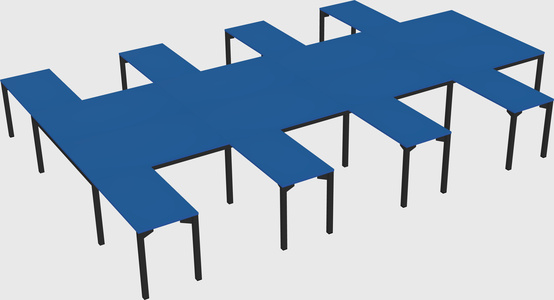Shared l-shaped desk