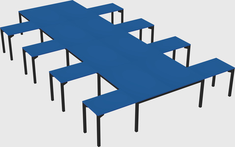Shared l-shaped desk