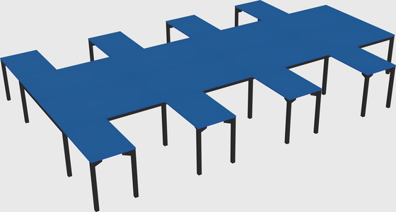 Shared l-shaped desk