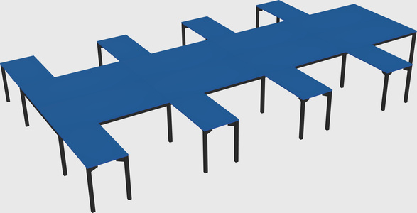 Shared l-shaped desk