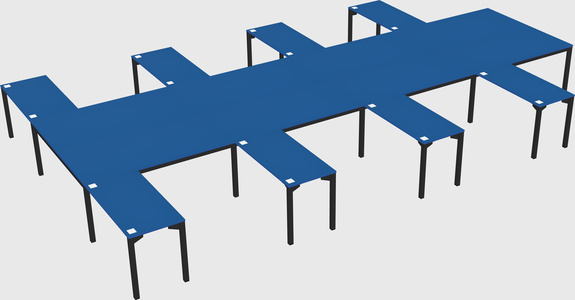 Shared l-shaped desk