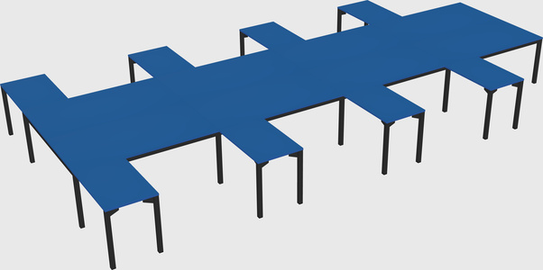 Shared l-shaped desk