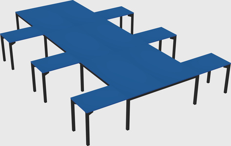 Shared l-shaped desk
