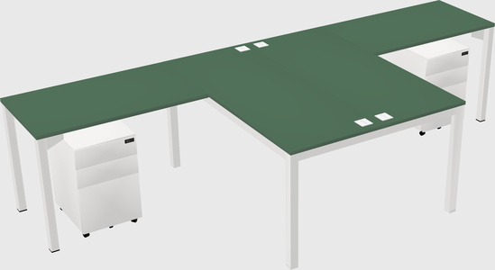 Shared l-shaped desk