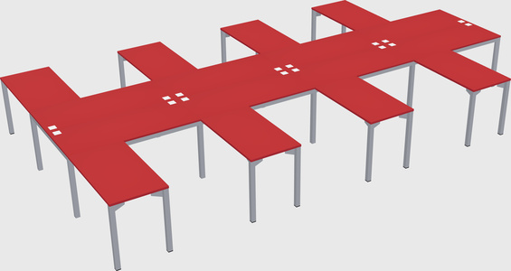 Shared l-shaped desk