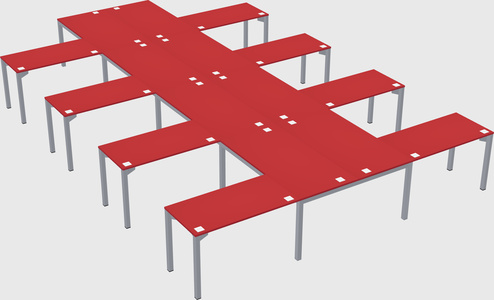 Shared l-shaped desk