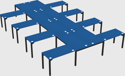 Shared l-shaped desk