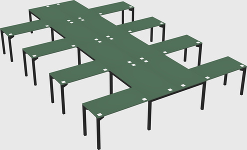 Shared l-shaped desk