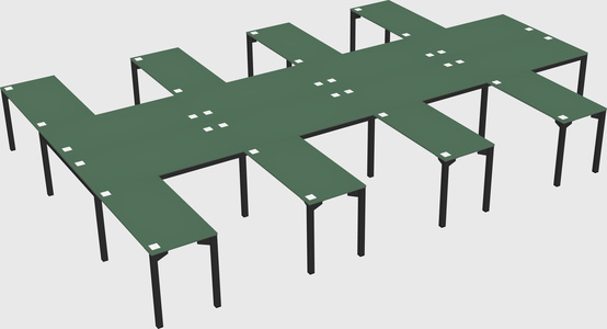 Shared l-shaped desk