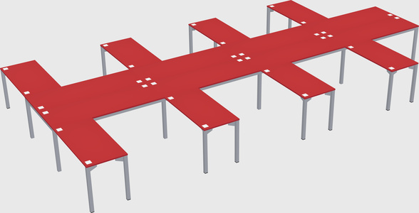 Shared l-shaped desk