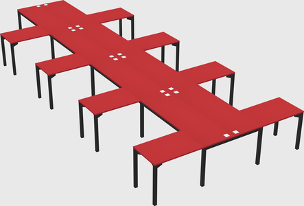 Shared l-shaped desk