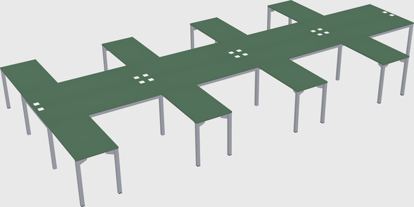 Shared l-shaped desk