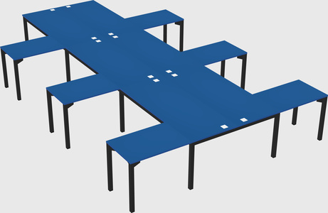 Shared l-shaped desk