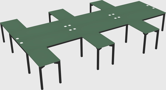 Shared l-shaped desk