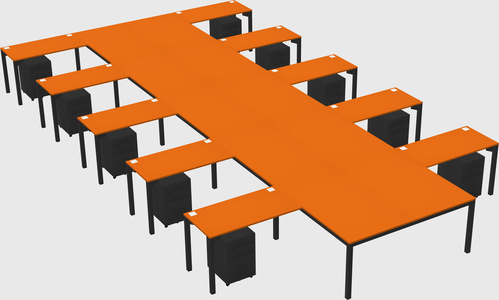 Shared l-shaped desk