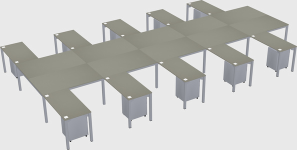 Shared l-shaped desk