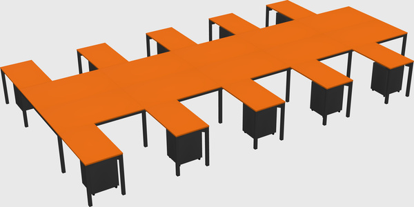 Shared l-shaped desk